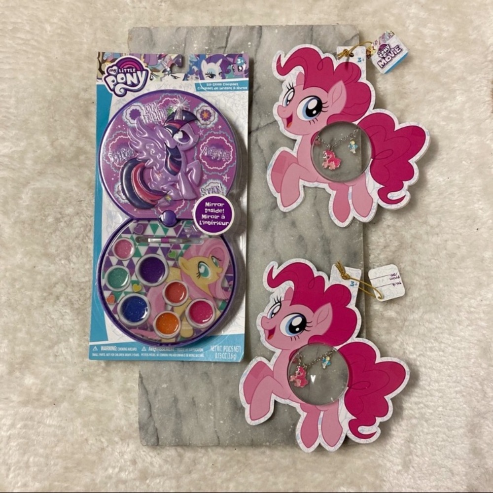 My Little Pony Necklace Sets Lipgloss Compact Set New Girls Boys Kids